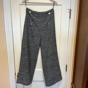 NWOT Edward Achour Striped Black and White Women's Pants, Size FR 38 = M